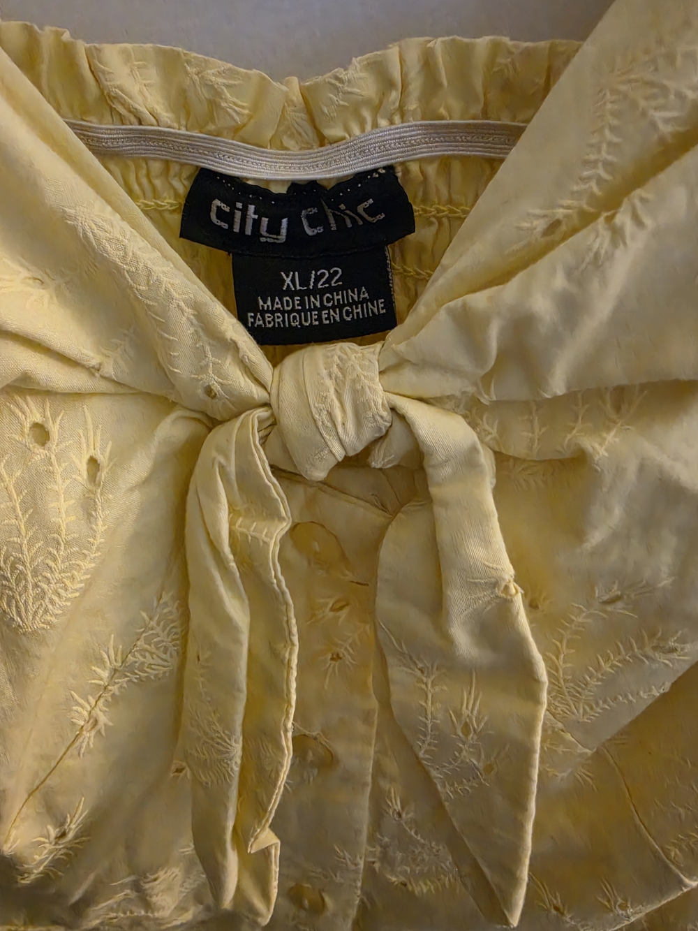 City Chic Sunlit Yellow Eyelet Tie-Front Midi Dress - Picture 5 of 10